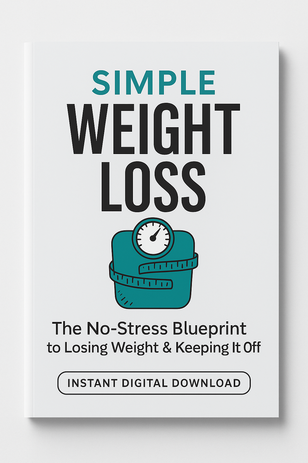 Book cover of 'Simple Weight Loss' with a blue weight scale icon on a white background
