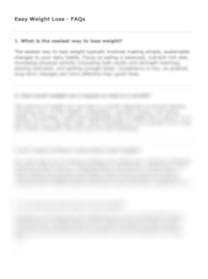 Text document on weight loss FAQs with a white background
